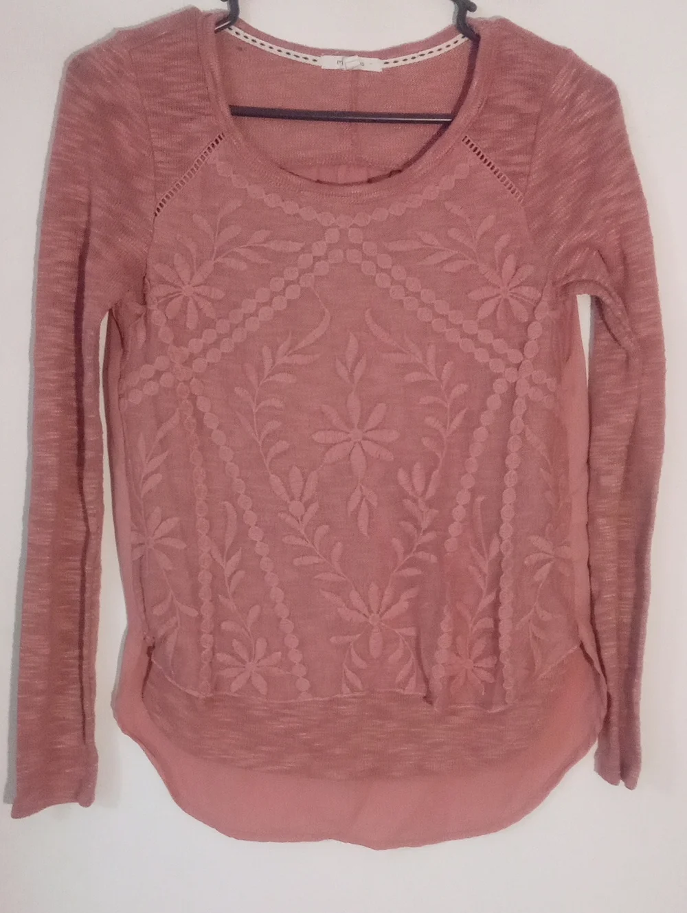 Maurice's Rose Pink Floral Knit Sweater XS Pre-owned Stretch